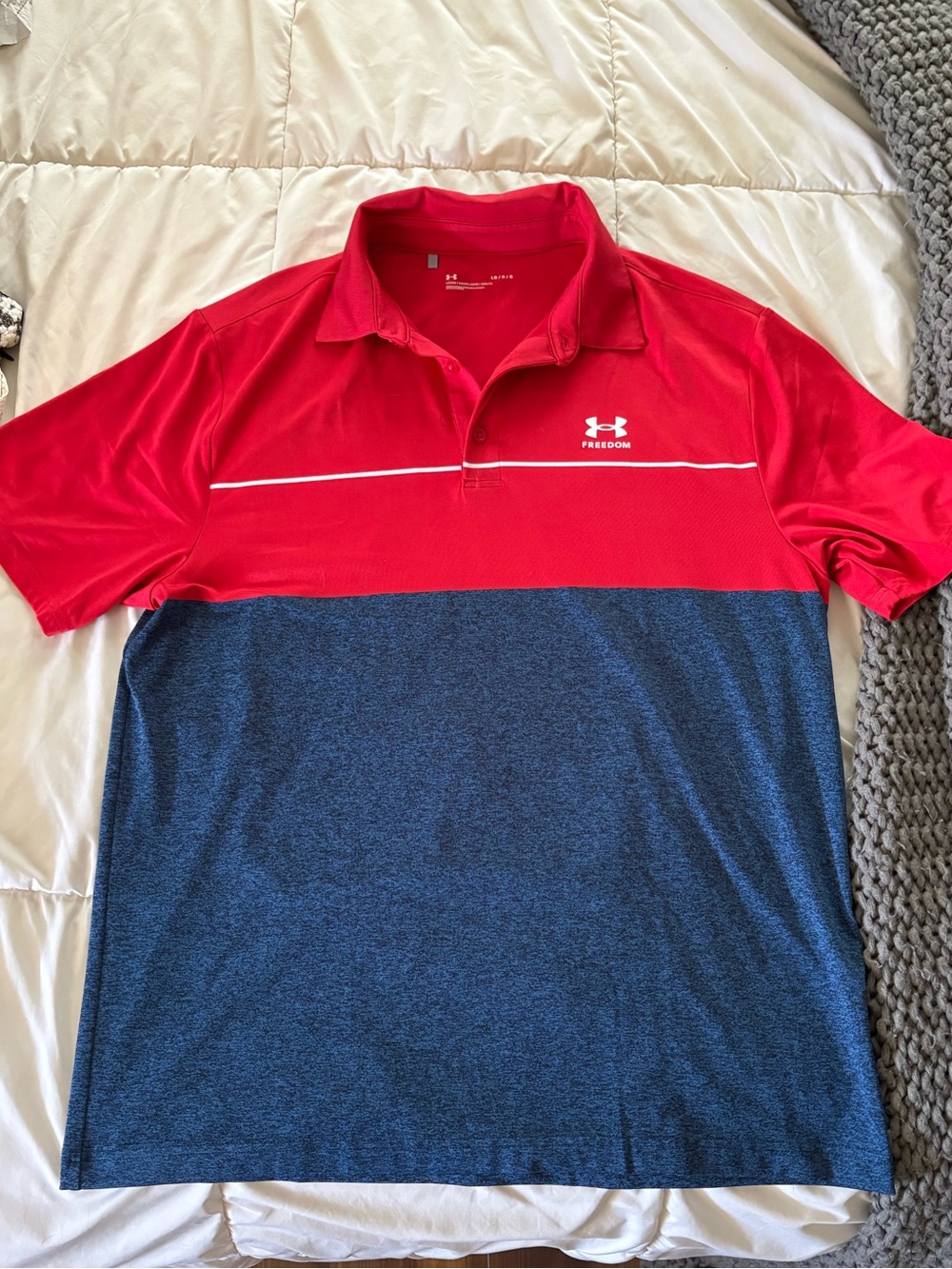 LG Red and Navy Colorblock Polo Shirt